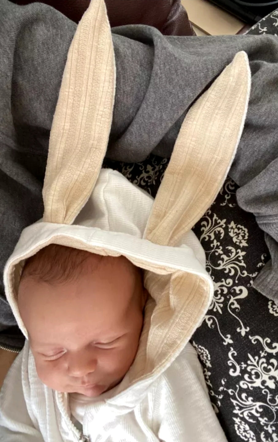 White Ribbed Bunny Onsie