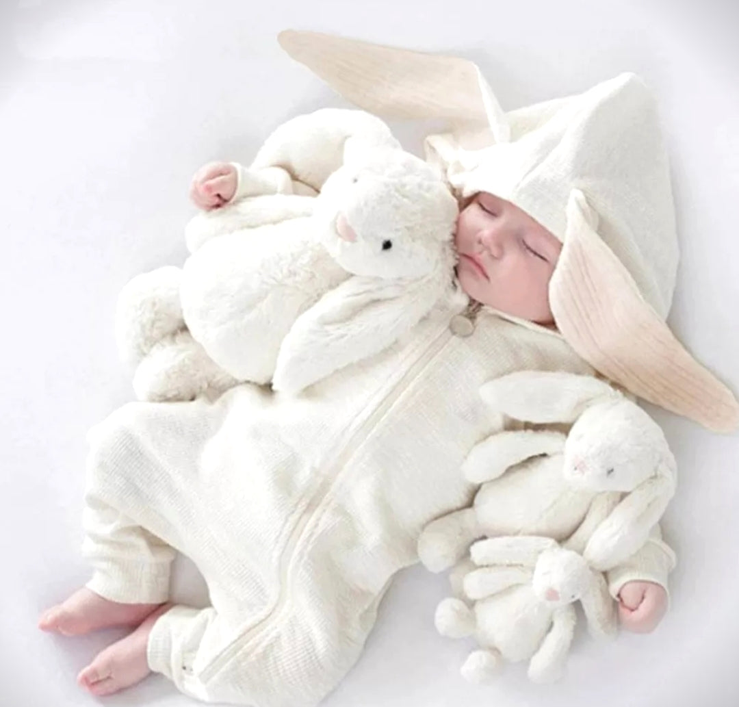 White Ribbed Bunny Onsie