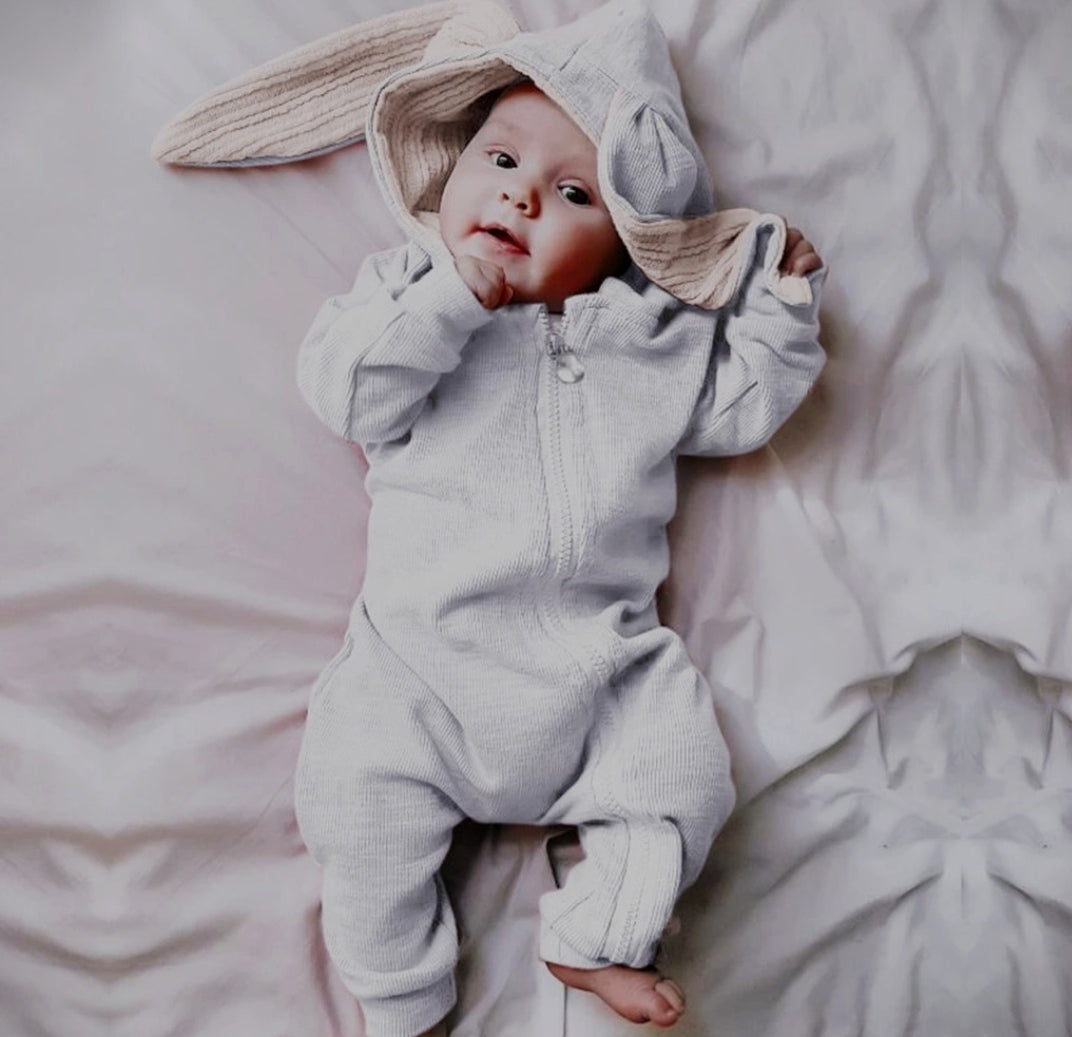 White Ribbed Bunny Onsie