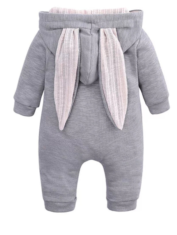 Gray Ribbed Bunny Onsie