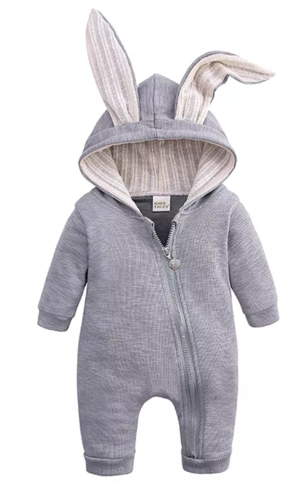 Gray Ribbed Bunny Onsie