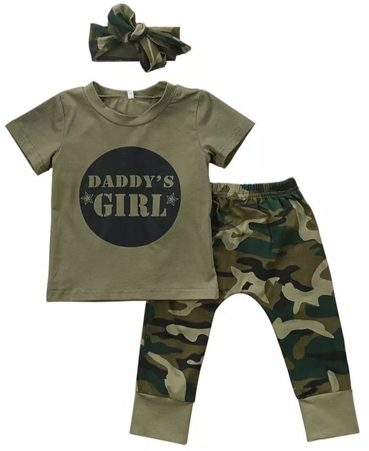 Daddy's Girl T-shirt, Camo Pants And Headband #1000287