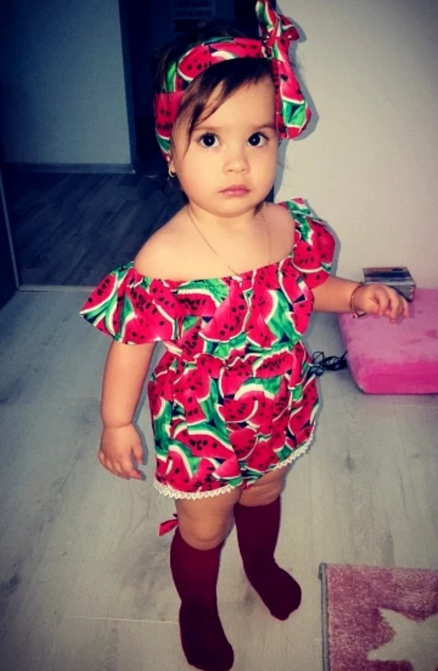 Watermelon Off or On the Shoulder Romper