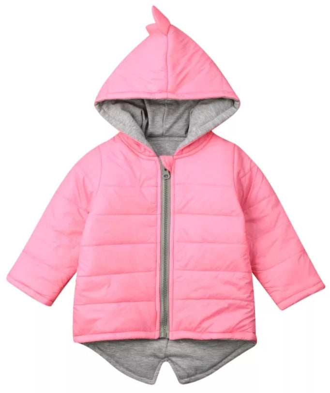 Dino Puffer Jacket Pink