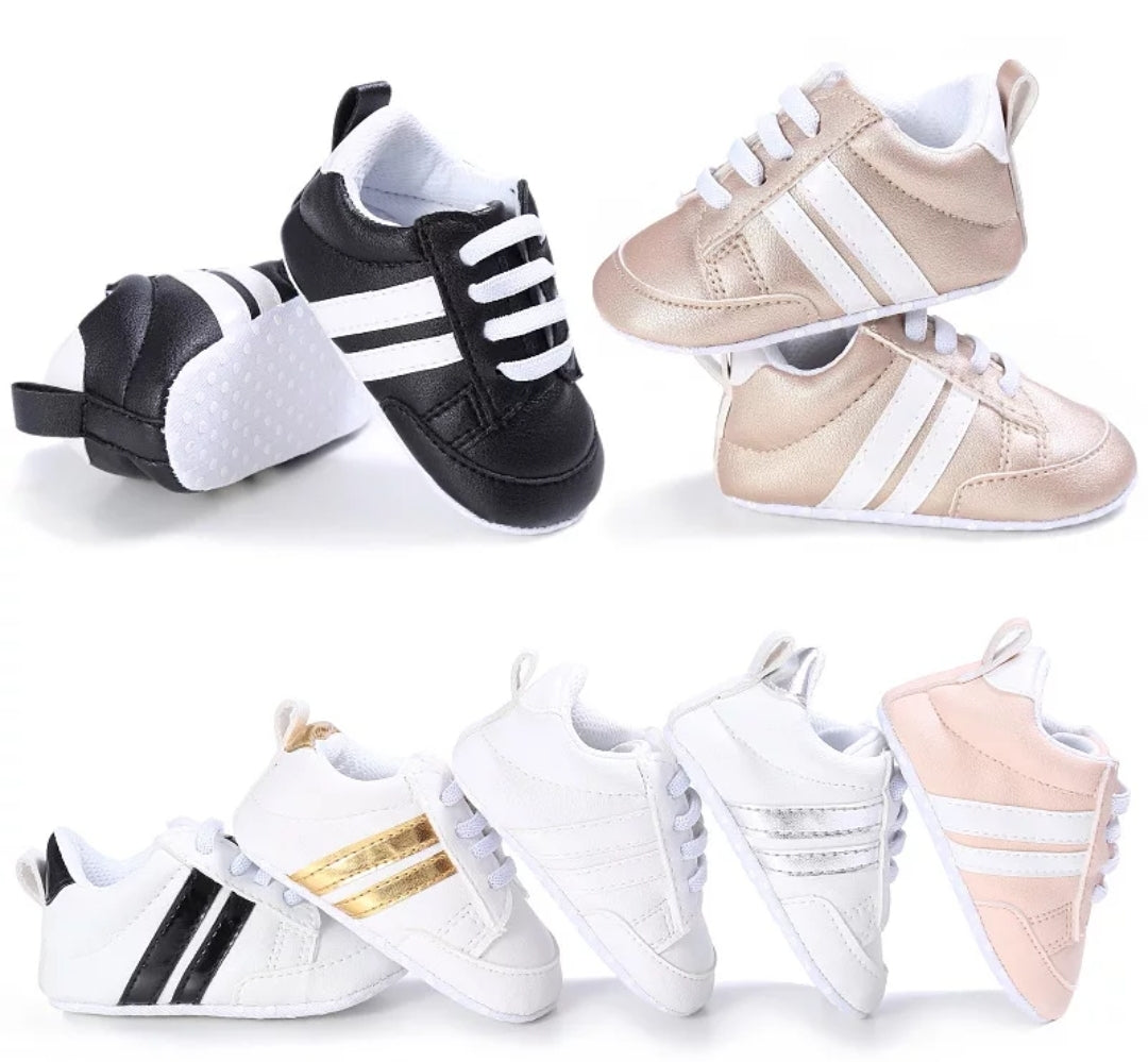 Black Sneakers with White Stripes