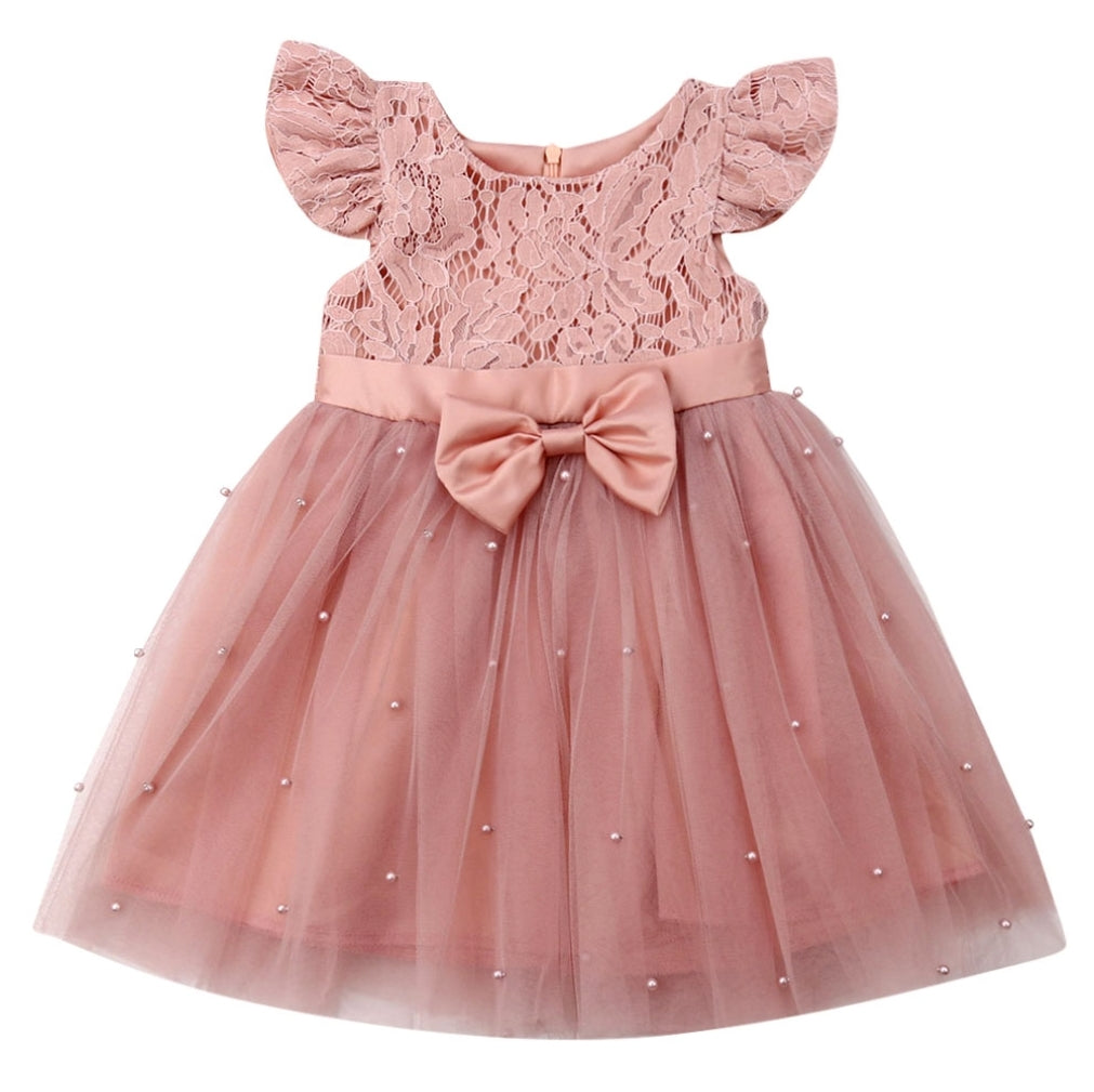 Princess Dusty Pink Lace and Pearl Dress