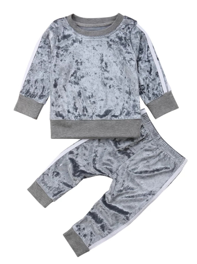 Gray Velvet Tracksuit