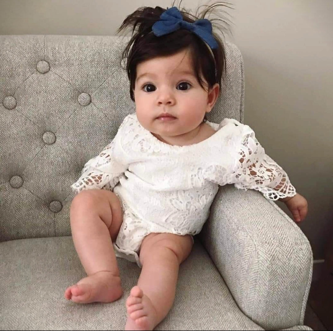 Bell Sleeve Lace White Romper 1000147