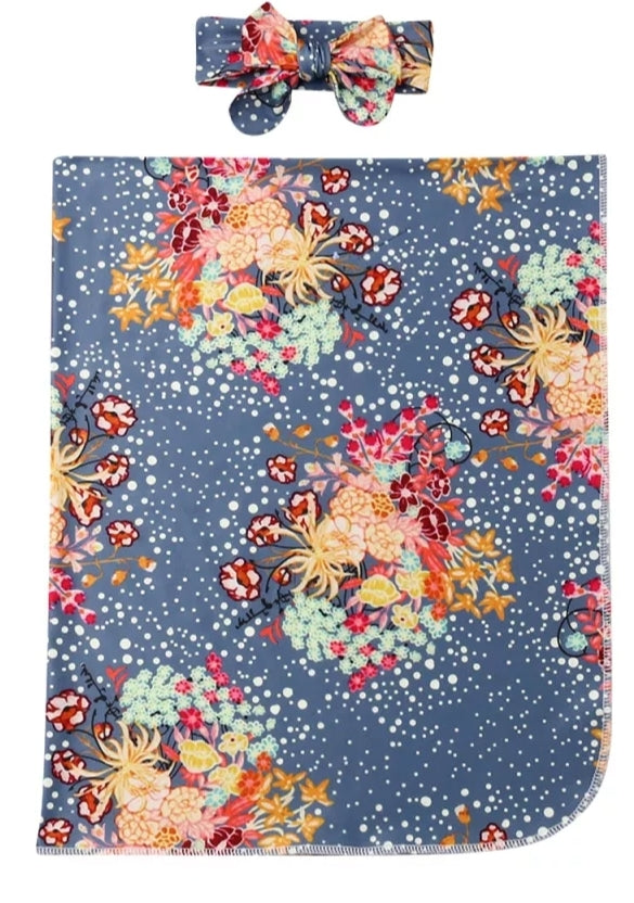 Blue Petite Floral Swaddle