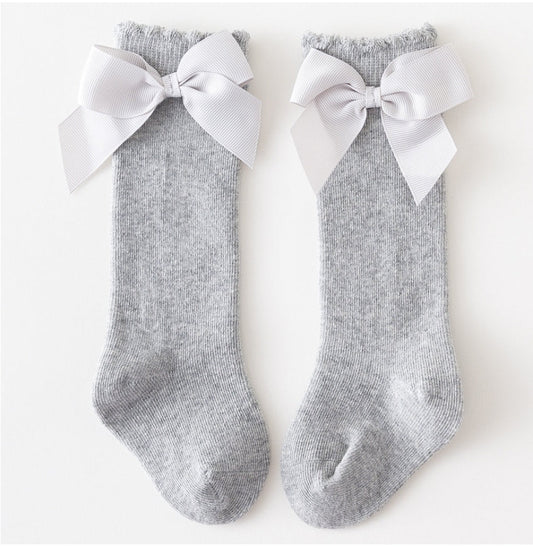 Gray Bow Socks