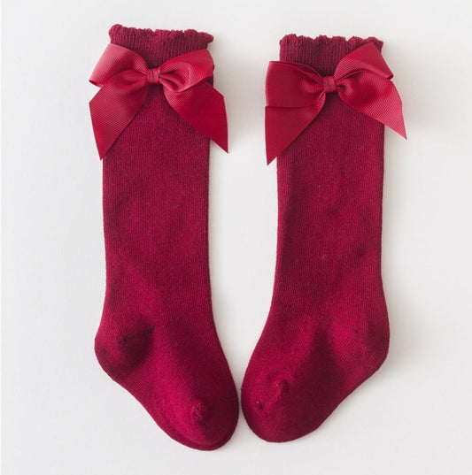 Maroon Bow Socks