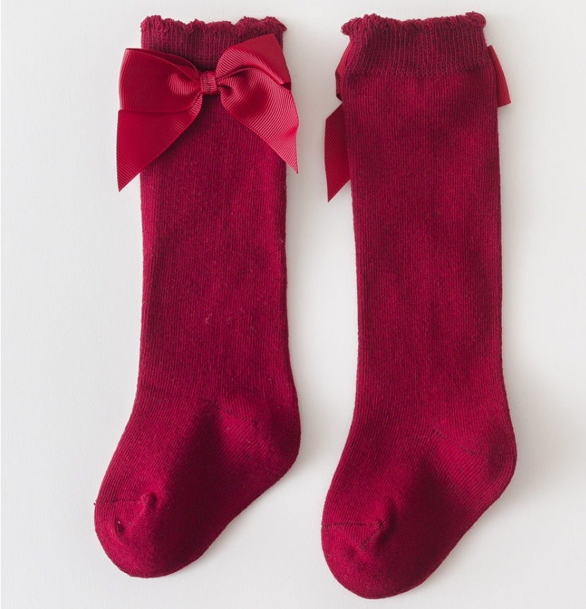 Maroon Bow Socks