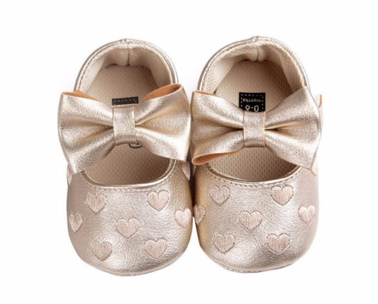 Gold Pumps with Hearts and Bow