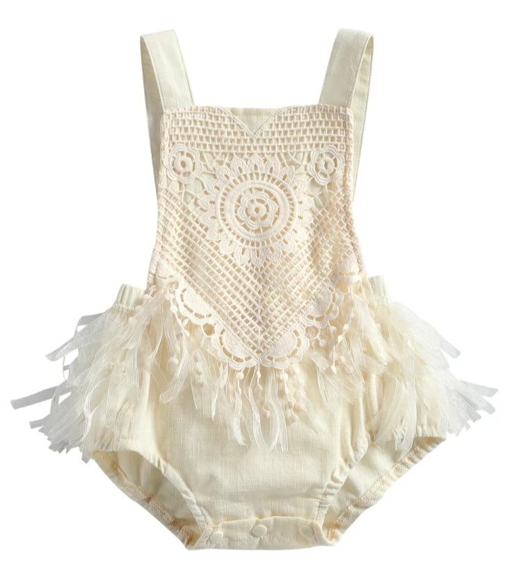 Off White Lace Vintage Boho Romper 1000400