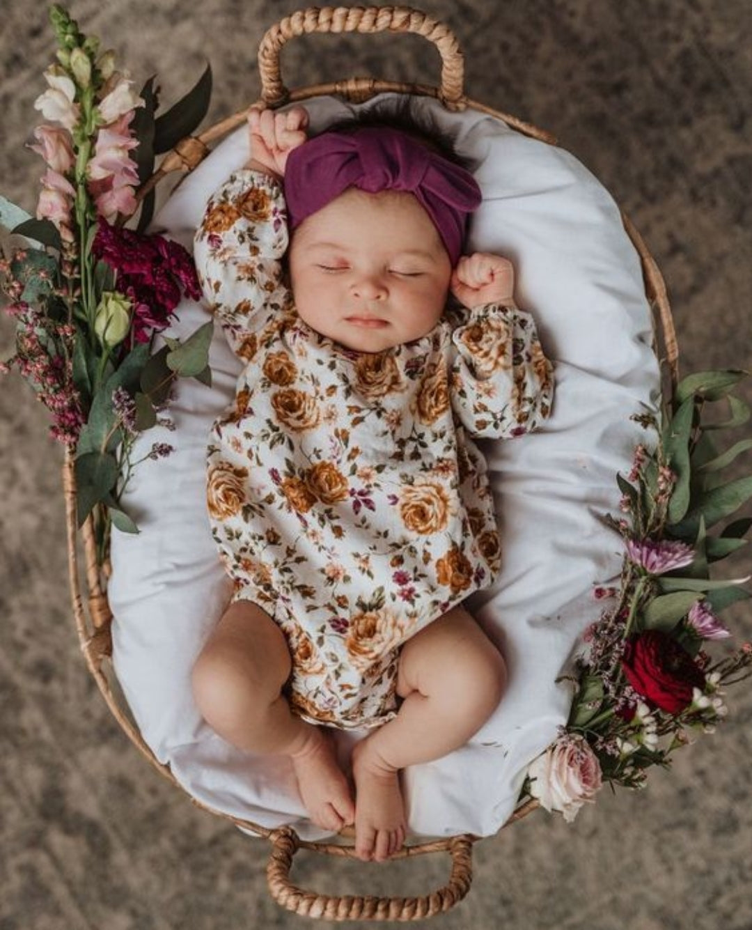 Vintage Petite Floral Balloon Romper and Headband