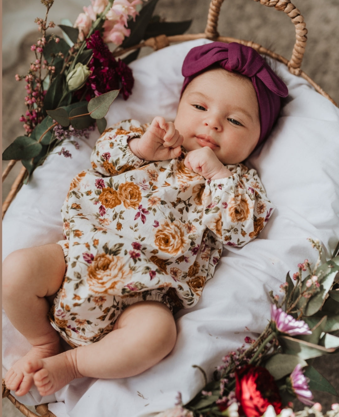 Vintage Petite Floral Balloon Romper and Headband