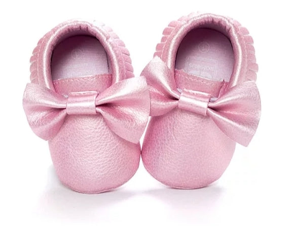 Pink Sparkle Bowknot Moccasins
