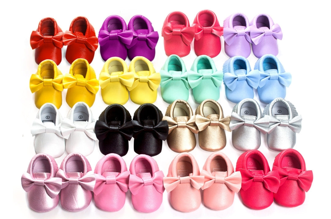 Pink Sparkle Bowknot Moccasins