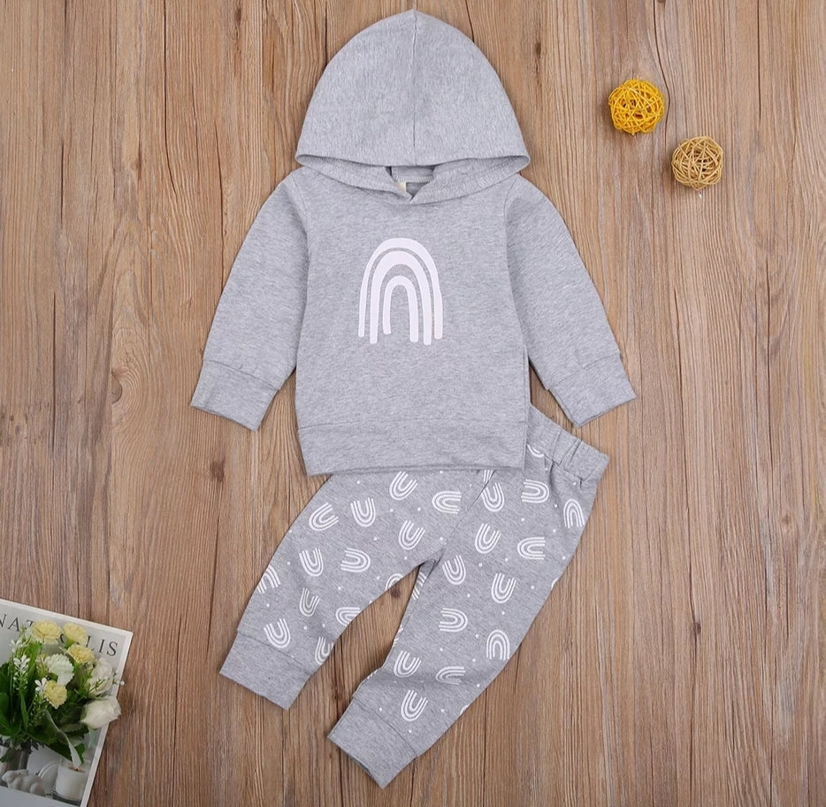 Gray Hooded Rainbow Tracksuit