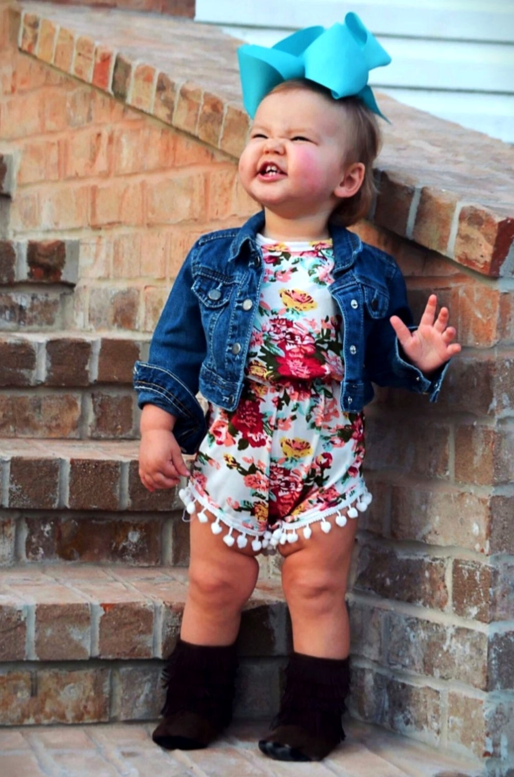 Floral Romper Sky Blue