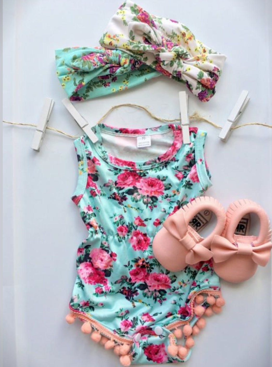 Floral Romper Sky Blue