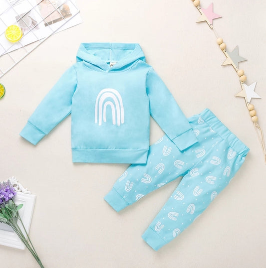 Sky Blue Rainbow Hooded Tracksuit