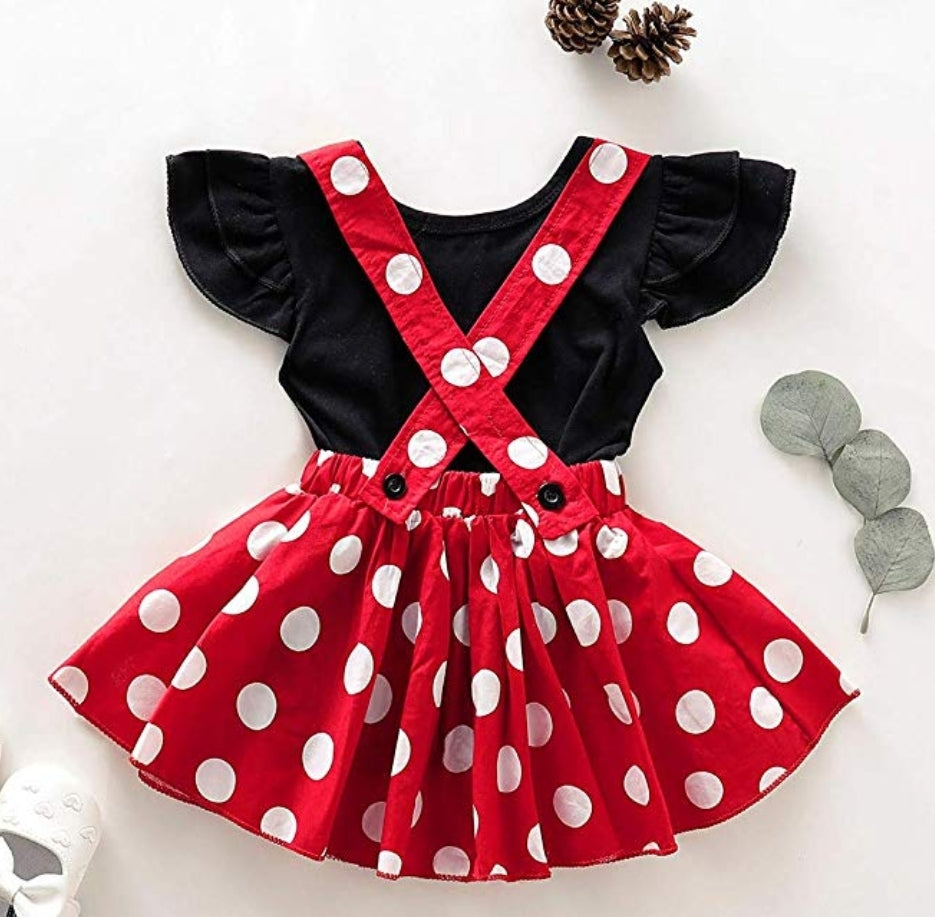 3pcs Polka Dots Print Short-sleeve Black and Red Baby Set