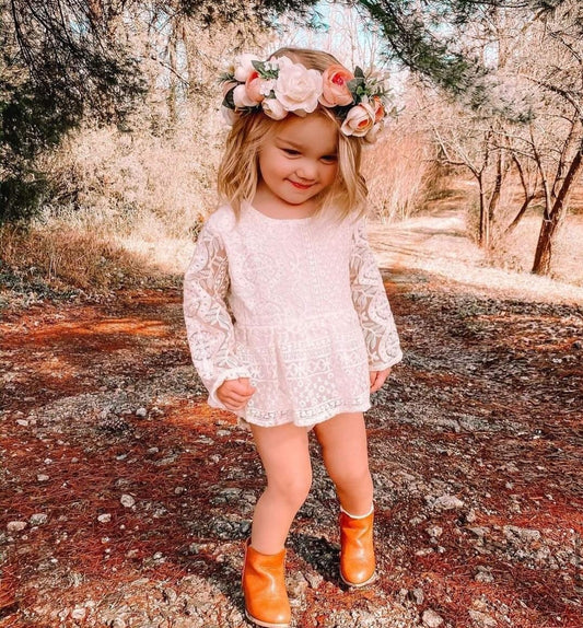 Long Sleeve Lace Romper Dress 1000667