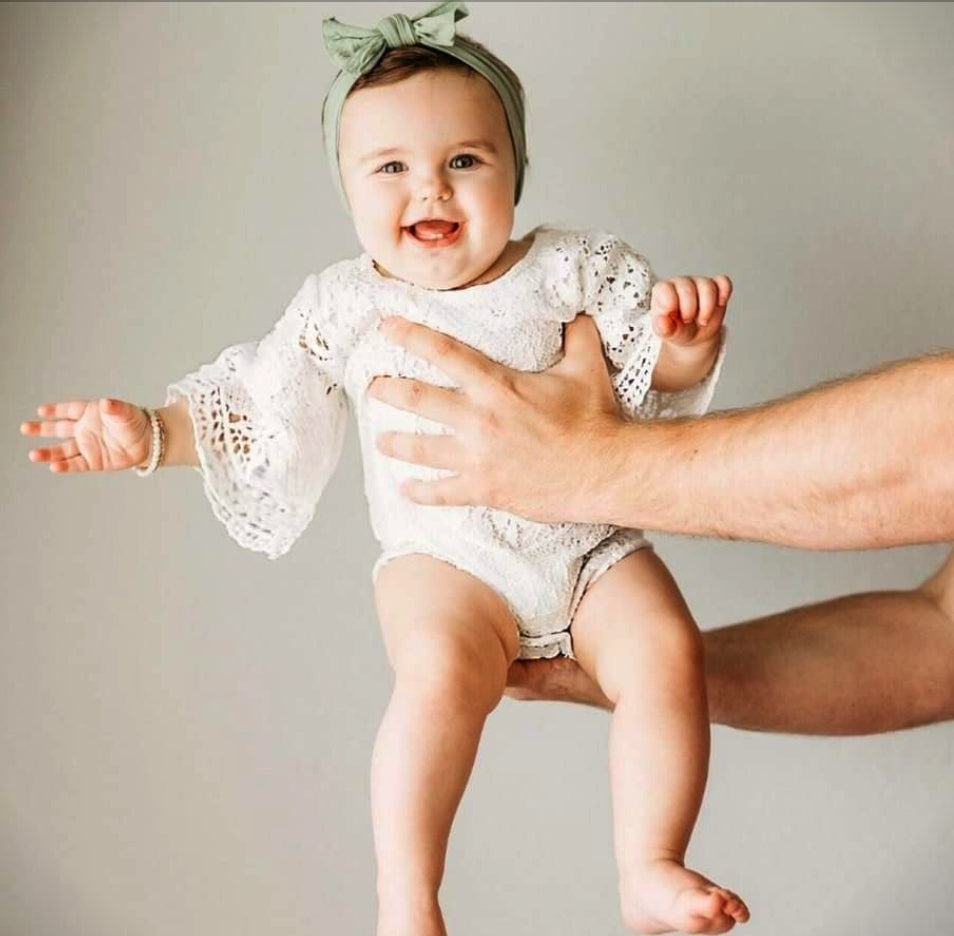 Bell Sleeve Lace White Romper 1000147