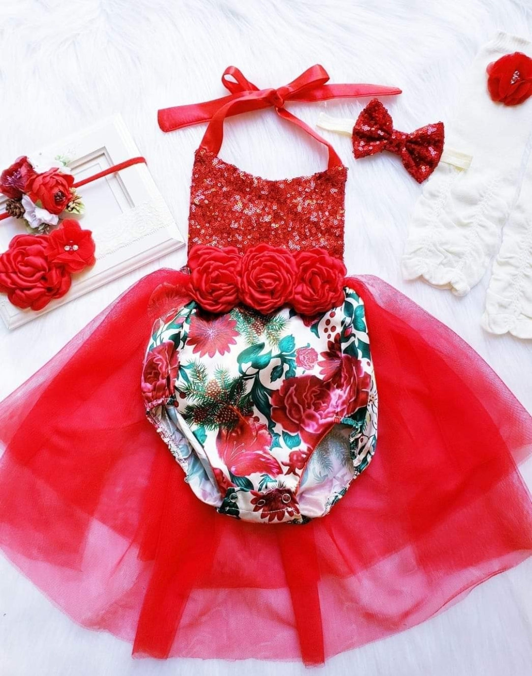 Red Rose Romantic Tutu Romper