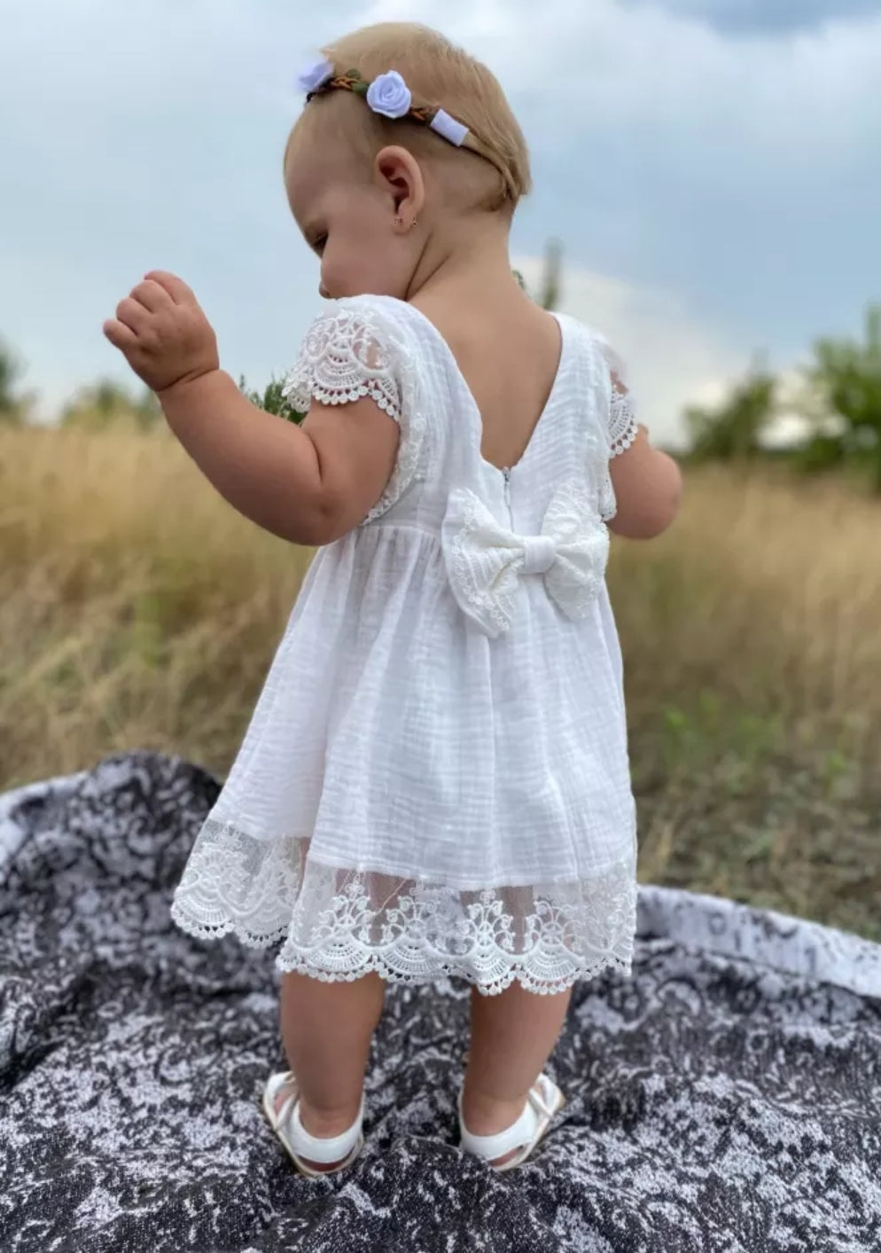 Sibling Outfits,  White Lace Dress #1000691