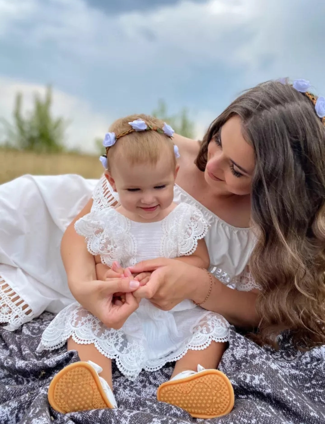 Sibling Outfits,  White Lace Dress #1000691