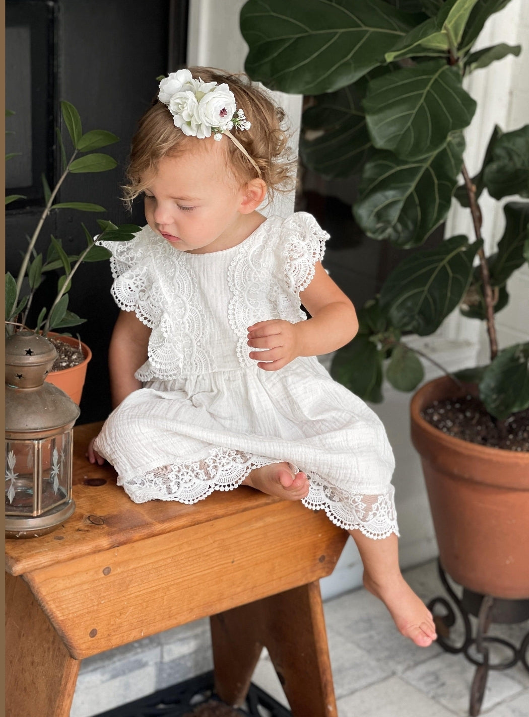 Sibling Outfits,  White Lace Dress #1000691