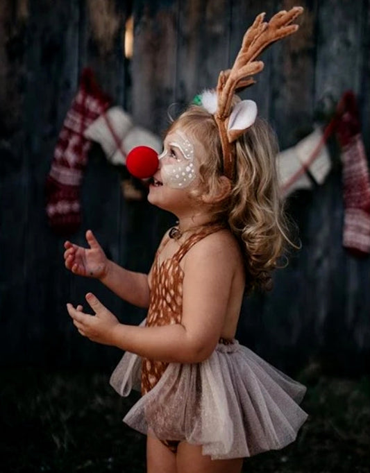 Reindeer  Christmas Romper with Hair Accessory