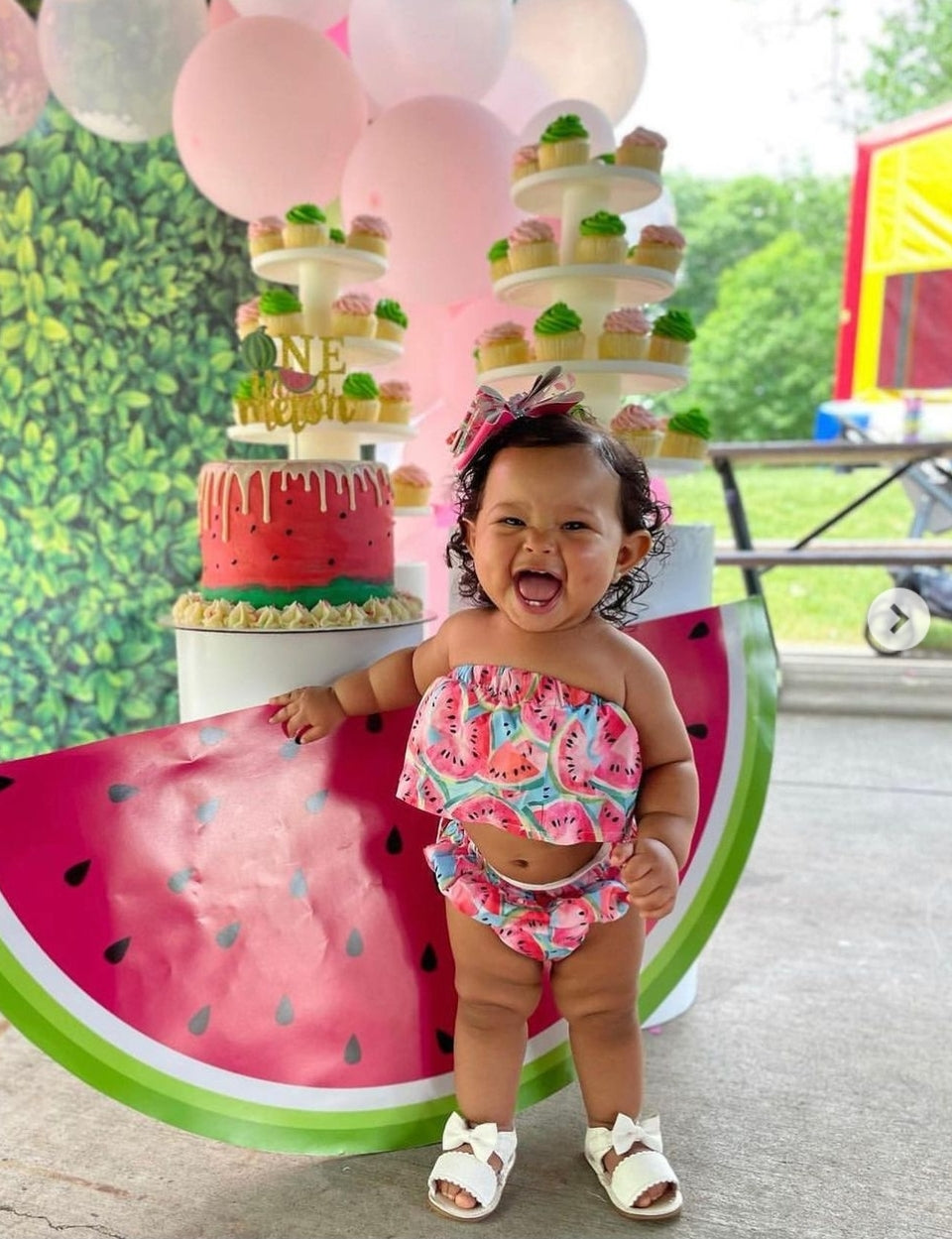 Watermelon Crop Top with Bloomer and Headband 