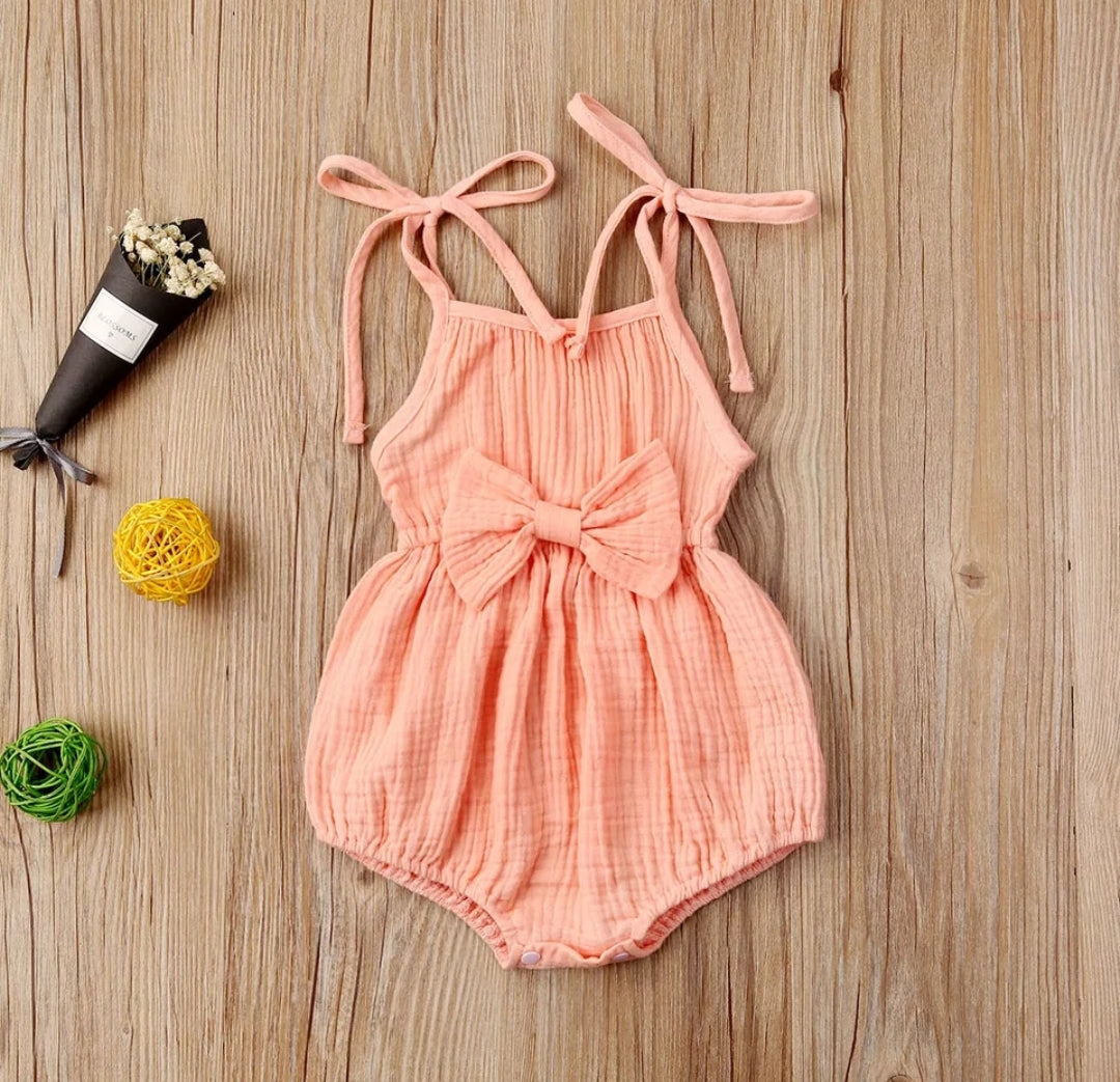 Peach Boho Muslin Romper 1000739