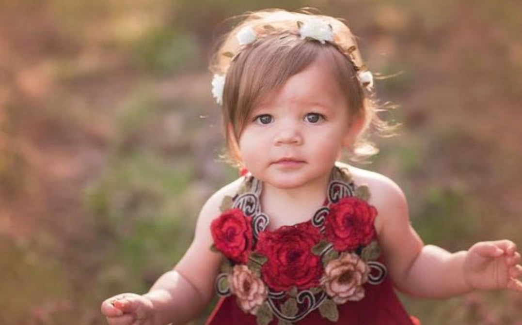 Red Silk Boho Rose Dress