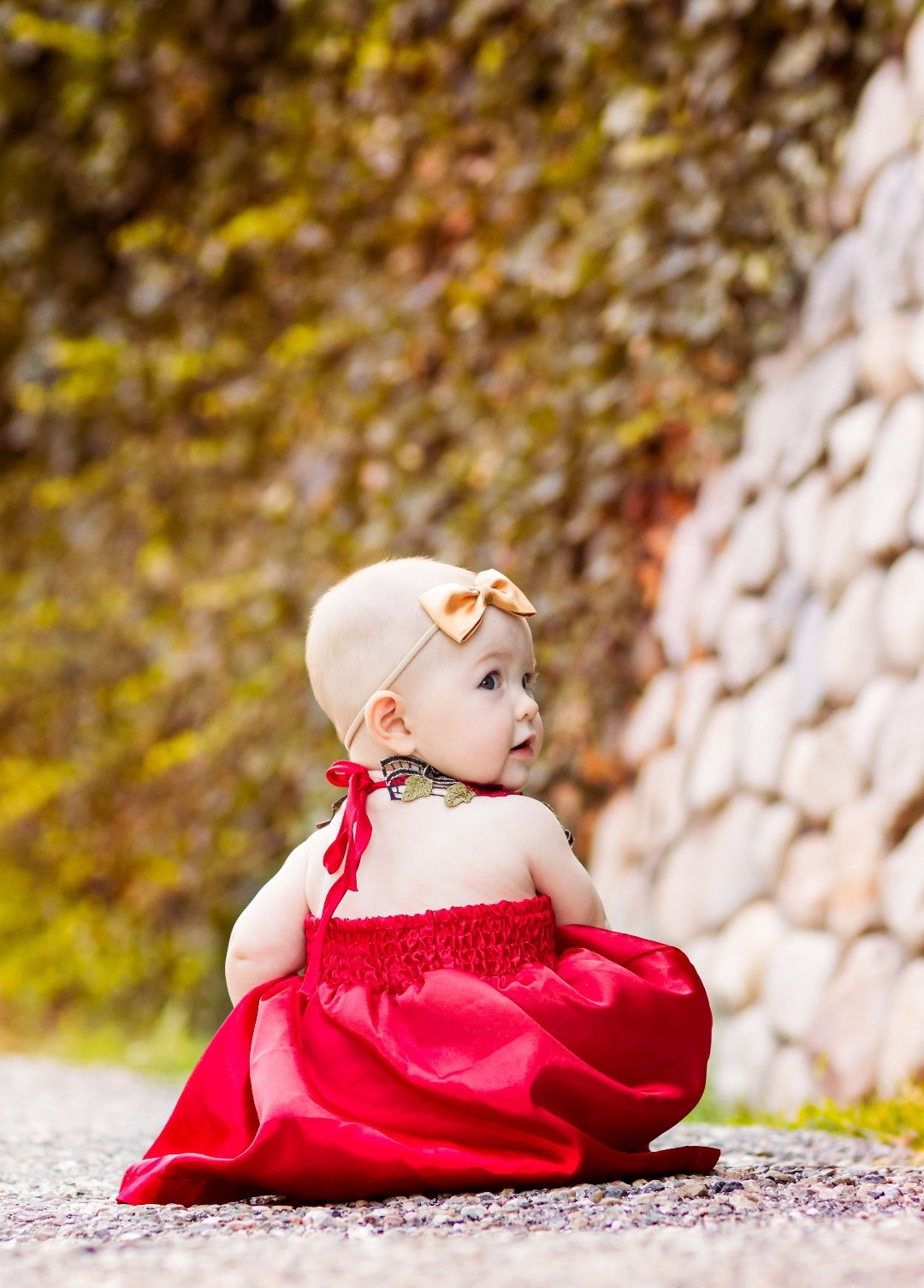 Red Silk Boho Rose Dress