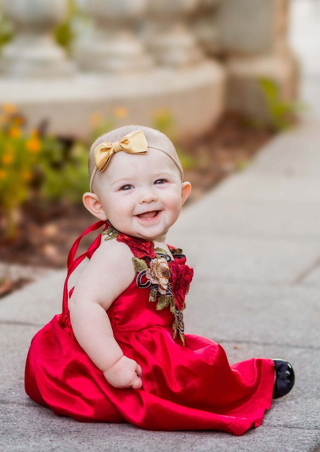 Red Silk Boho Rose Dress