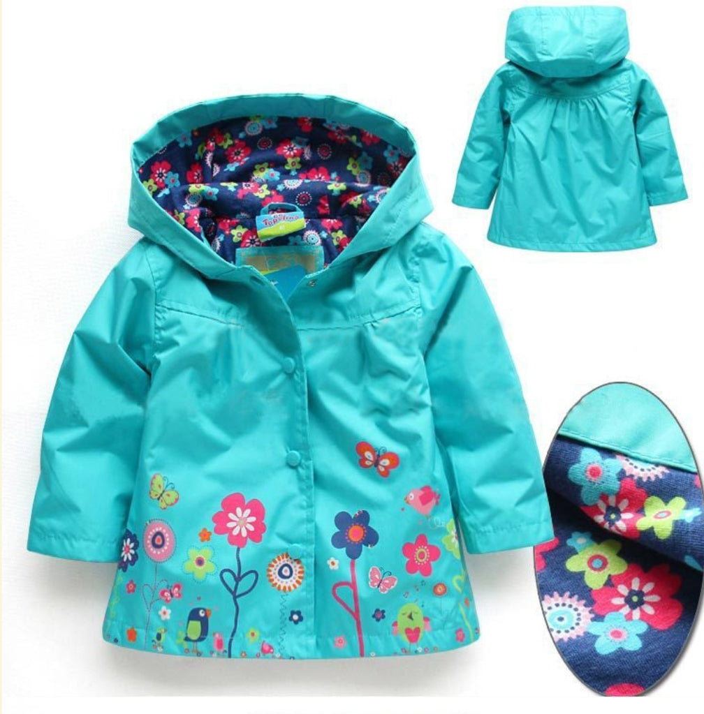 Blue Raincoat with Floral Detail 1000868
