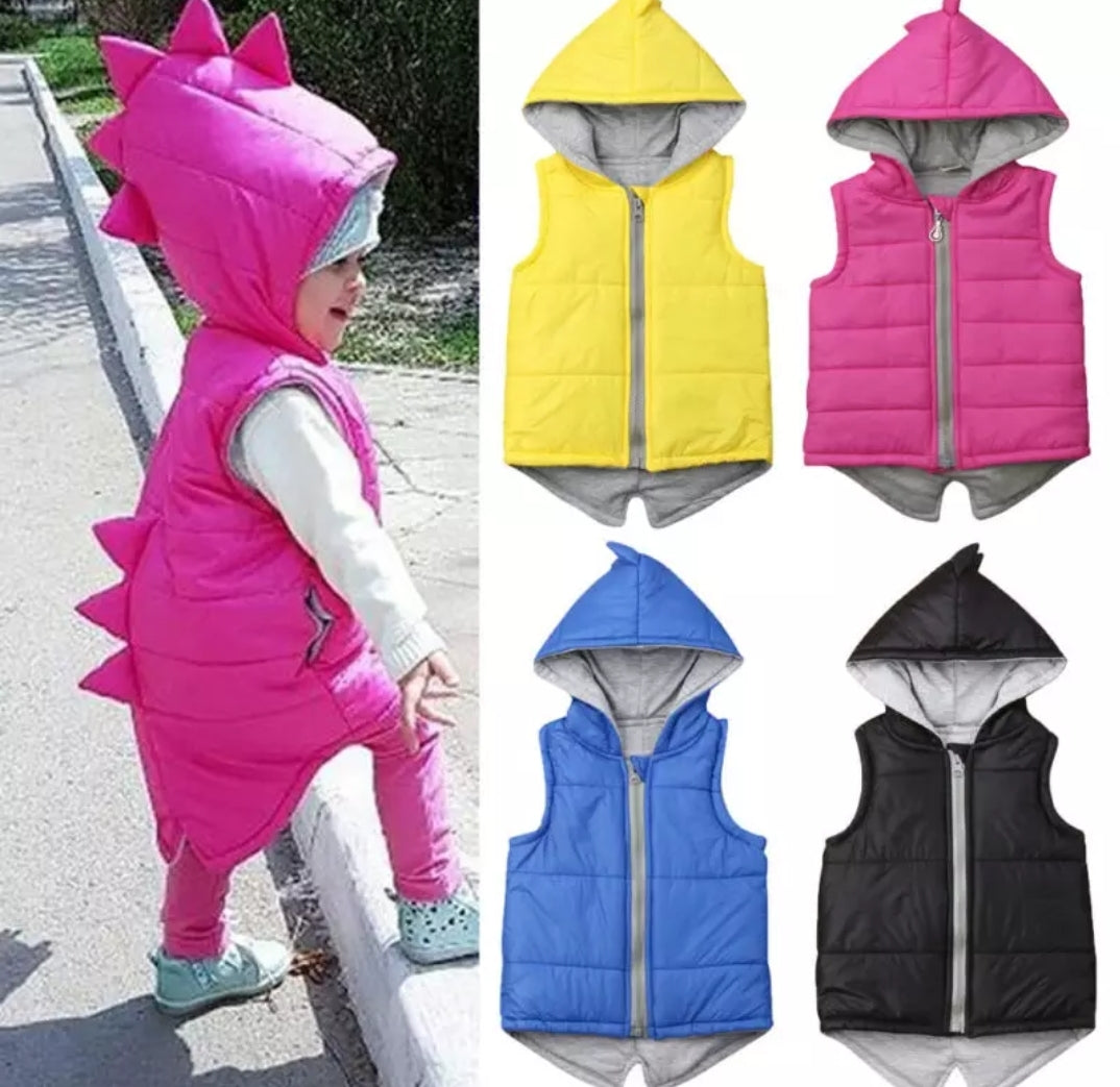 Yellow Dino Puffer Jacket,  Sleeveless #2000257