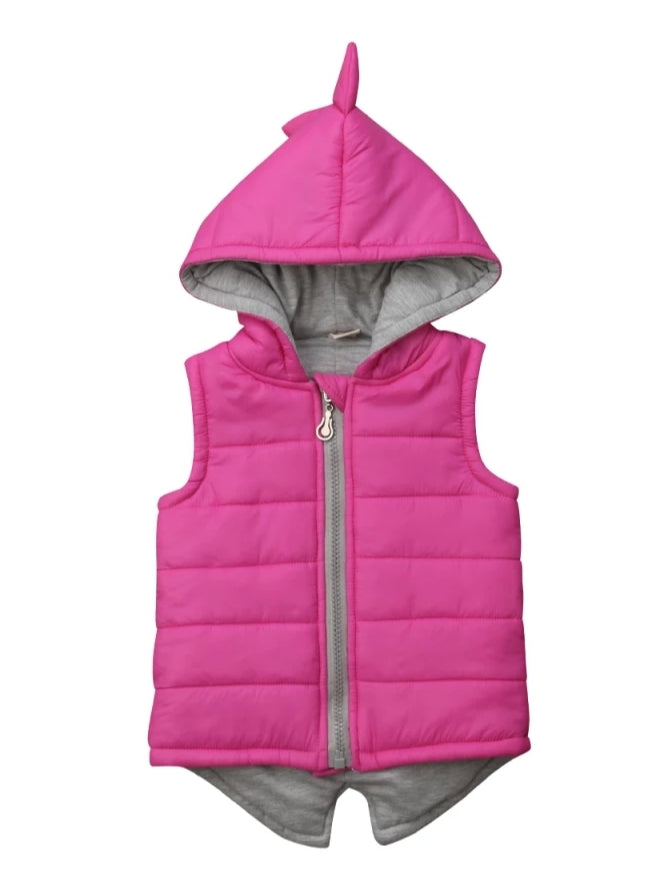 Pink Dino Puffer Jacket,  Sleeveless 1000871