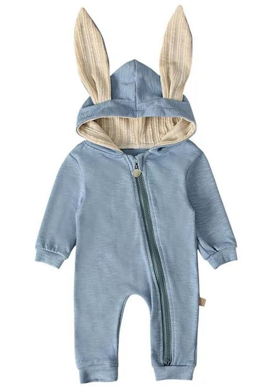 Blue Bunny Romper with Size Zipper