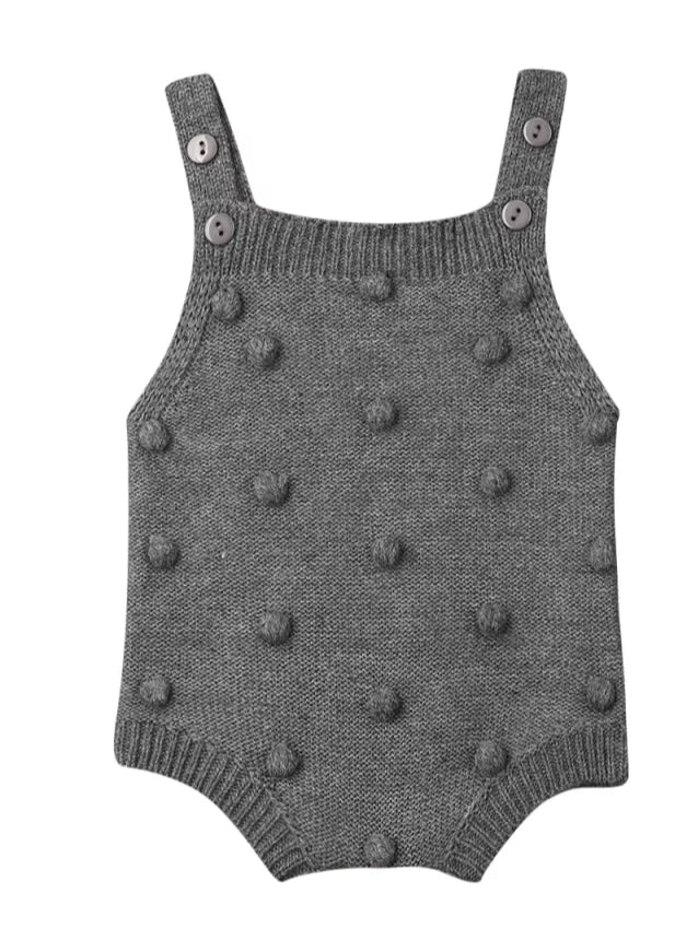 Gray Popcorn Knitted Romper