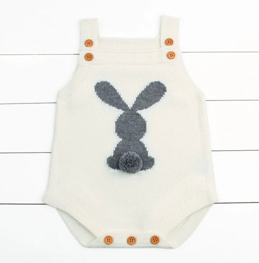 White Knitted Bunny Romper