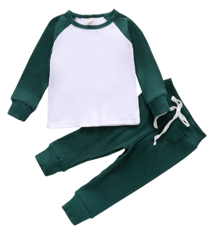 Ribbed Crewneck Tracksuit, Gender Neutral (Emerald Green)