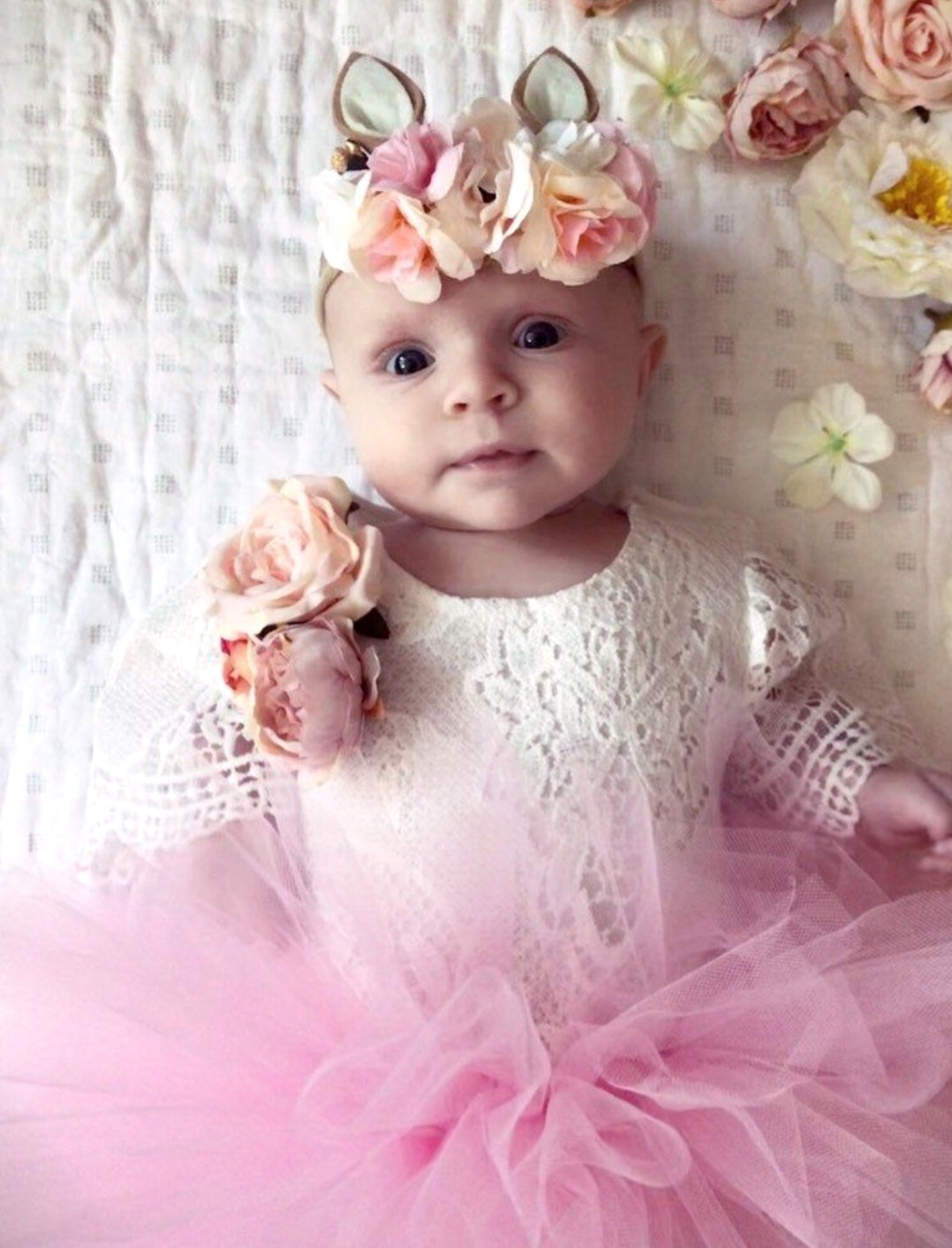 Bell Sleeve Lace White Romper 1000147