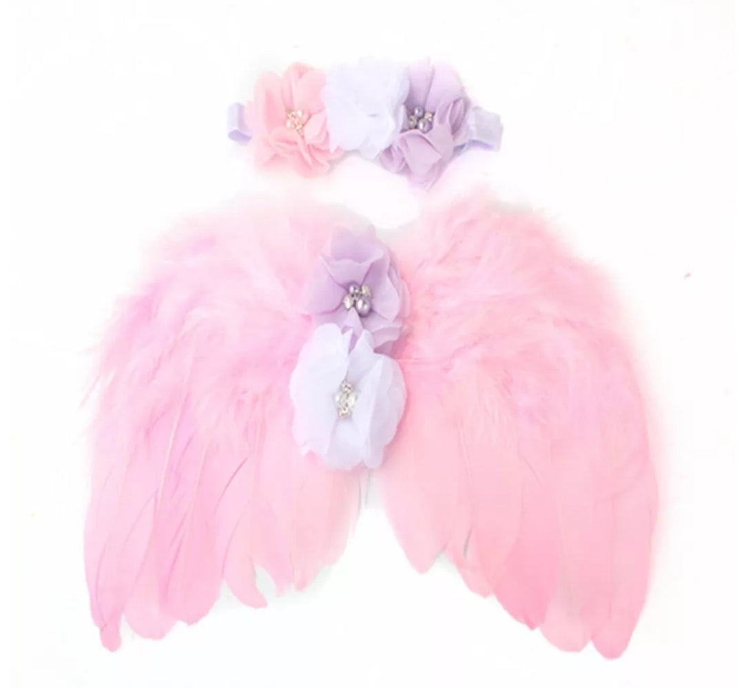 Pink Angel Wings and Headband Photoshoot Outfit 