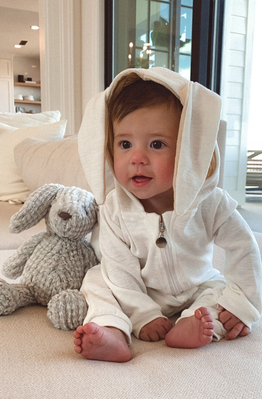 White Ribbed Bunny Onsie