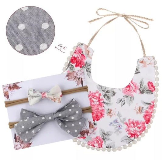 Victorian Floral Revisable Bib and Headbands